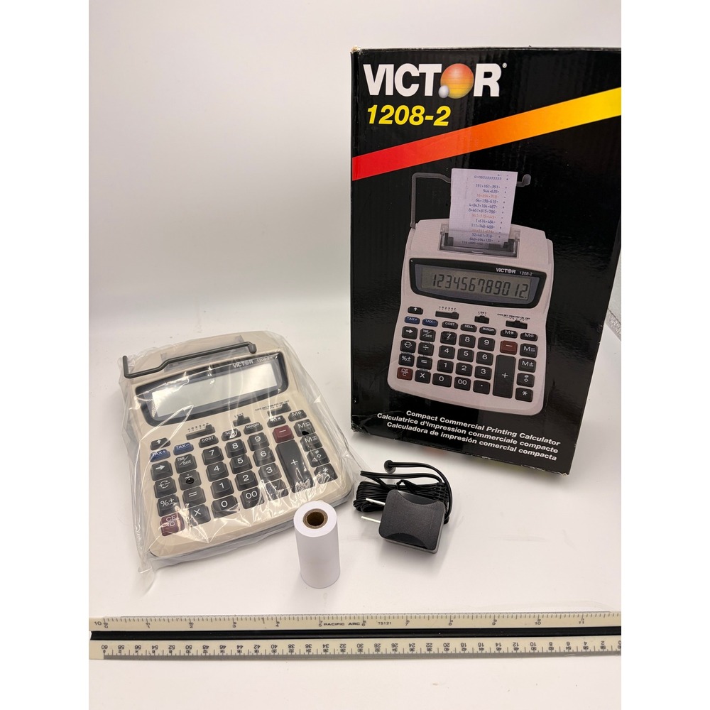 Victor 1208-2 Compact Commercial Printing Calculator 12 Digit LCD 2 Color Print